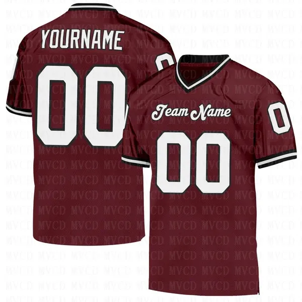 Top Trends: Custom Burgundy White-Black Mesh Authentic Throwback Football Football Short Sleeves Athletic Tee Shirts Unisex Top Streetwear Shoppable Styles - Image 2