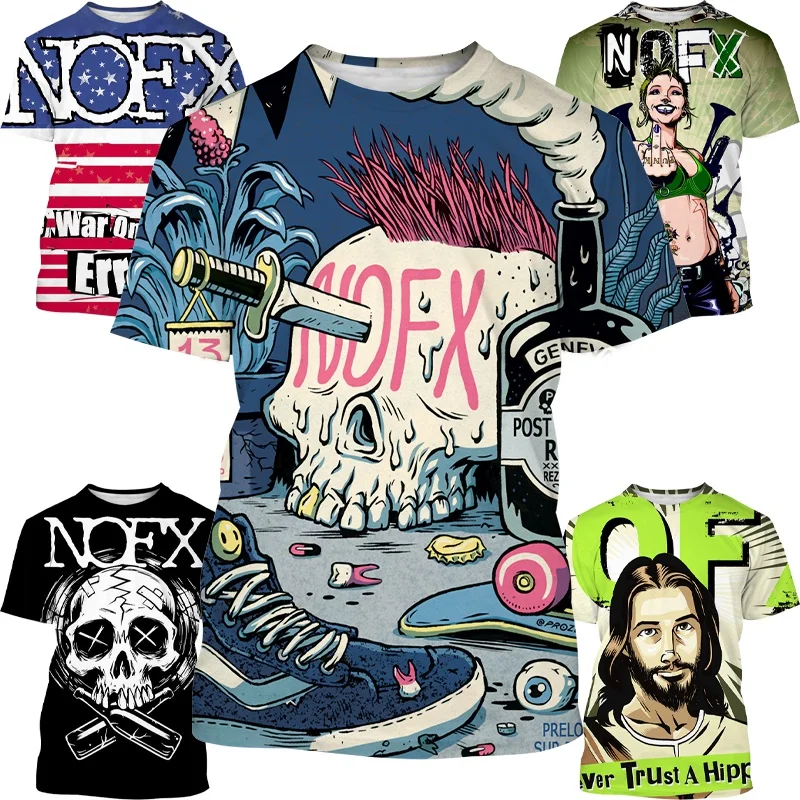 Top Trends: Men's And Women's Fashion Casual Street Short-sleeved Nofx 3D Printing T-shirt Hip-hop Top Tees Shoppable Styles