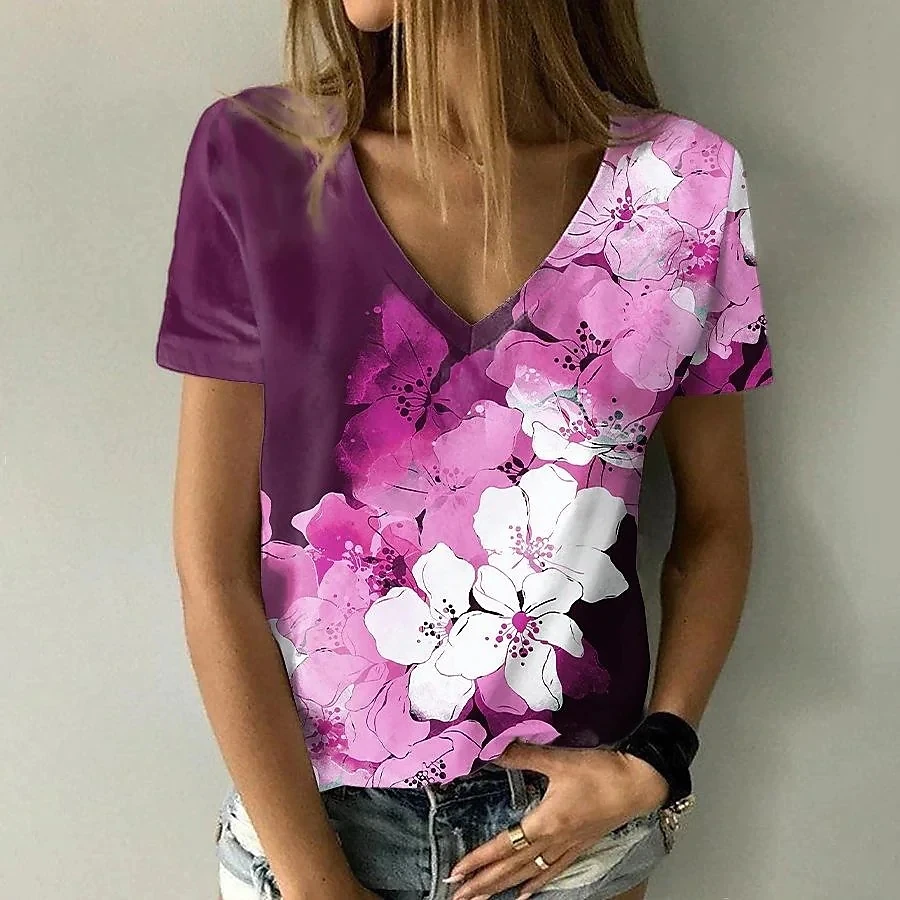 Top Trends: Fashion T-shirts For Women 3d Flower Printed Tops Tees Summer Women's Tshirt Vintage Short Sleeves Top Women's Oversize T-shirt Shoppable Styles - Image 6