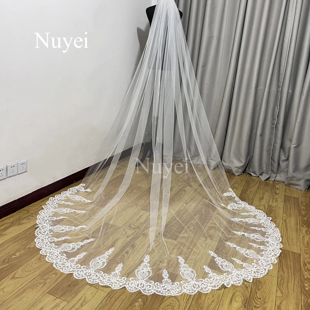 Top Trends: Bling Sequins Lace Soft Tulle Wedding Veil 3m White / Ivory Bridal Veil With Comb One Layer Veil Wedding Accessories Veu Velo Noiv Shoppable Styles