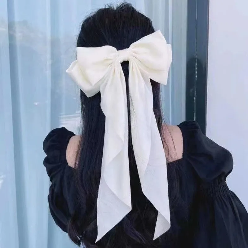 Top Trends: Large Bow Hairpin For Women Girls Summer Chiffon Big Bowknot Stain Bow Barrettes Solid Color Ponytail Clip Hair Accessories Shoppable Styles