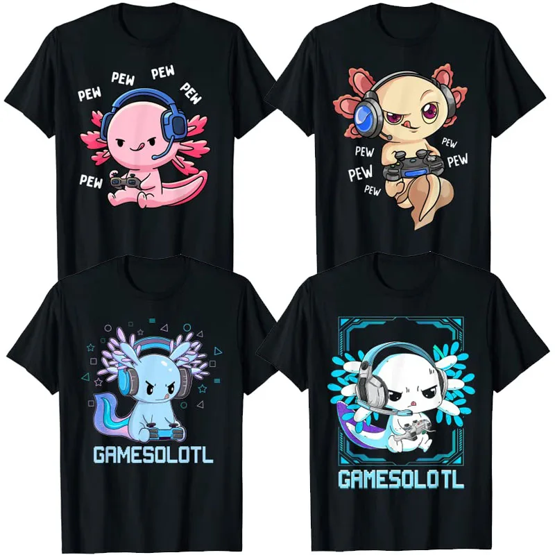 Top Trends: Axolotl Gaming Kids Boys Girls Kawaii Anime Video Game Pew Gamer T-Shirt Gift Cute Gamesolotl Graphic Tee Tops Teens Clothes Shoppable Styles