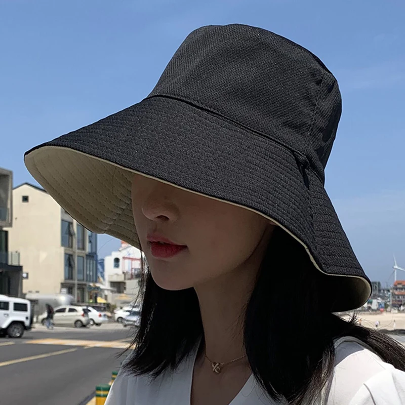 Top Trends: Double-sided Foldable Bucket Hat For Women Girls Summer Sun Hat Visor Fisherman Cap Anti-UV Wide Brim Sunscreen Hats Caps Shoppable Styles