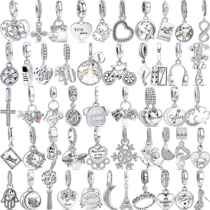 Top Trends: 92 Style Pendants Moon Crown Snowflake Family Tree Solid Color Beads Fit Original Pandora Charms Bracelet DIY 925 Silver Jewelry Shoppable Styles