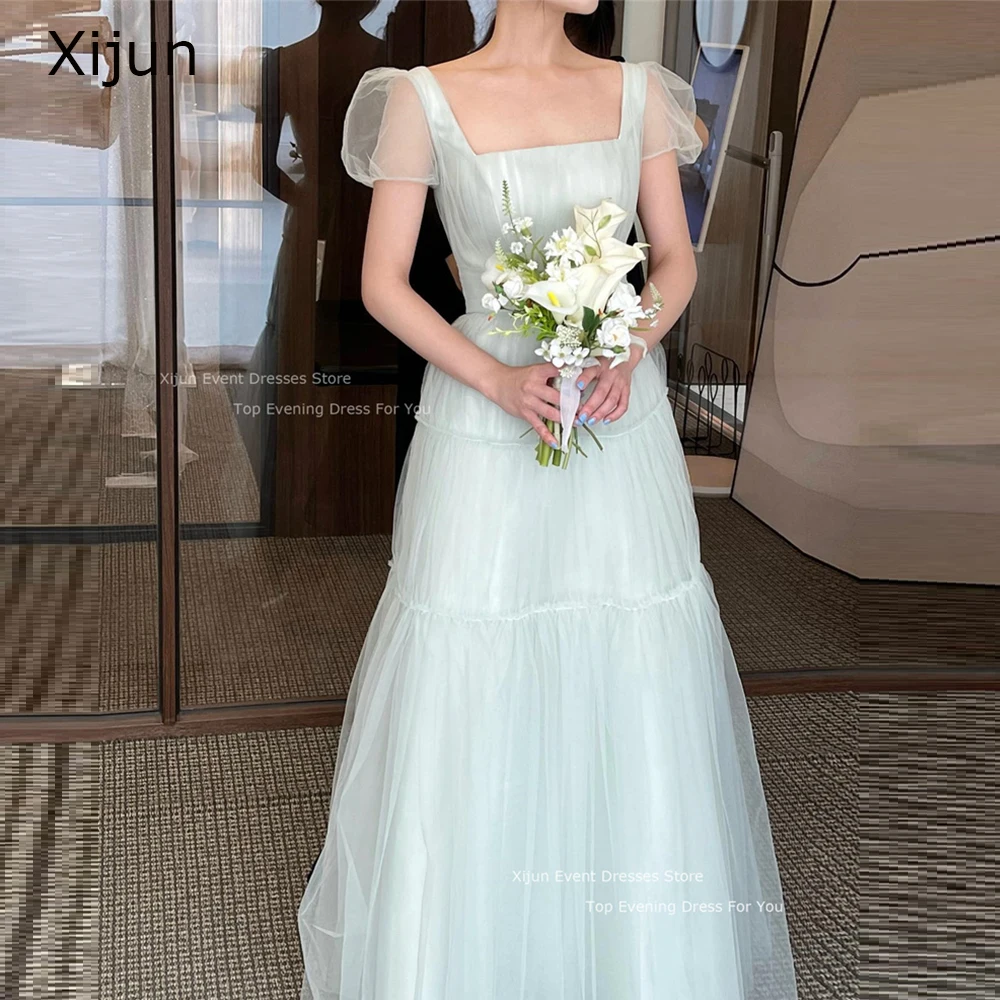 Top Trends: Xijun Fairy Tulle A-Line Wedding Dresses Puff Short Sleeves Prom Dresses Floor Length Bridal Party Dresses For Korean 2023 Women Shoppable Styles