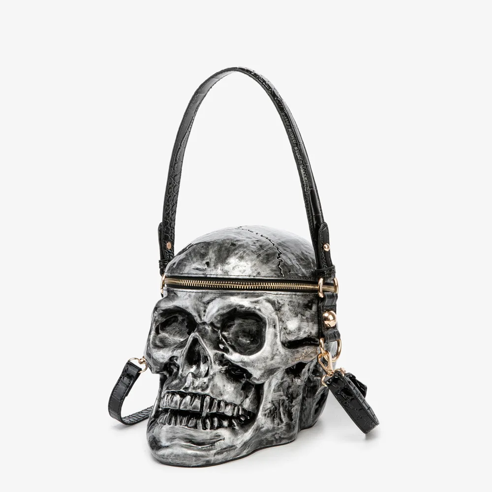 Top Trends: Halloween Skull Crossbody Bags Luxury Designer Funny Skeleton Head Top Handle Purse Handbags Women Evening Party Shoulder Bags Shoppable Styles