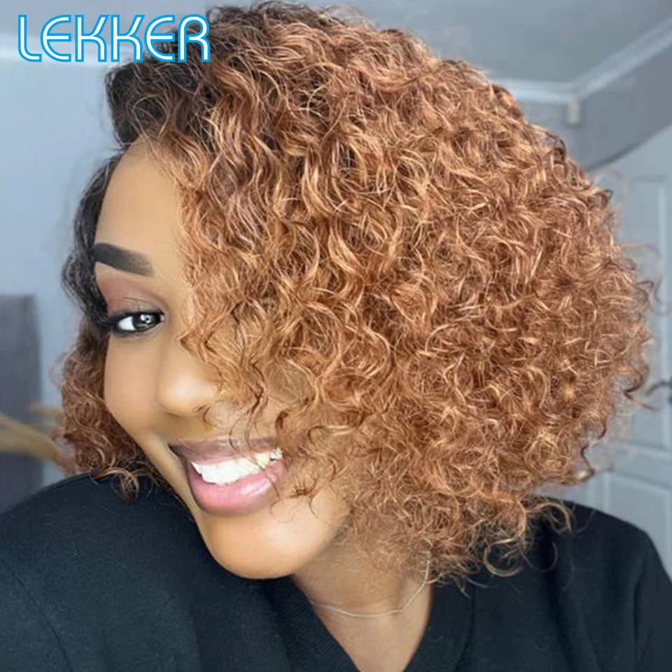 Top Trends: Lekker Wear And Go Ombre Gold Blonde Short Curly Bob Human Hair Lace Wig For Women Glueless Brazilian Remy Hair Glueless Colored Shoppable Styles