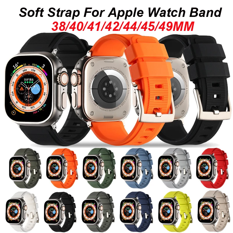 Top Trends: Hight Quality Silicone Strap For Apple Watch Band 45mm 44mm 38 40mm 41mm 42mm Ultra 2 49mm Bracelet Correa For IWatch SE2 9 8 7 Shoppable Styles