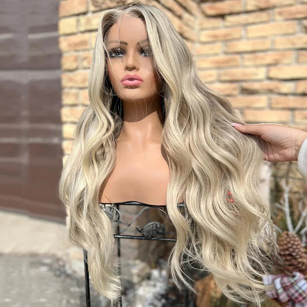 Top Trends: Ash Blonde Highlight Human Hair Wigs 13x6 Blonde Lace Frontal Wig Natural Wavy 360 HD Transparent Lace Wigs For Women Pre Plucke Shoppable Styles