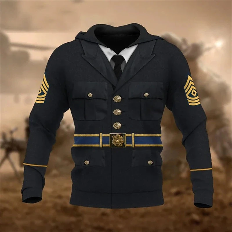 Top Trends: Hoodie For Men 3d Army Print Pullover Winter Autumn Winter Instructor's Uniform Oversized Hooded Sweatshirt Unisex Sportswear Shoppable Styles