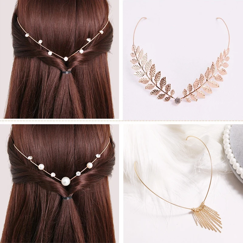 Top Trends: New Pearl Diamond Tassel Back Hold Hair Band For Women Headbands Crystal Alloy Hairbands Flowers Stars Headwear Girls Headdres Shoppable Styles