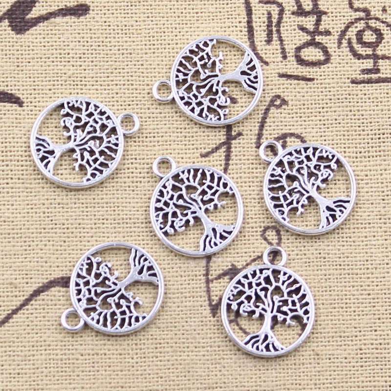 Top Trends: 20pcs Charms World Peace Life Tree 18x15mm Antique Silver Color Pendants Making DIY Handmade Tibetan Finding Jewelry Shoppable Styles