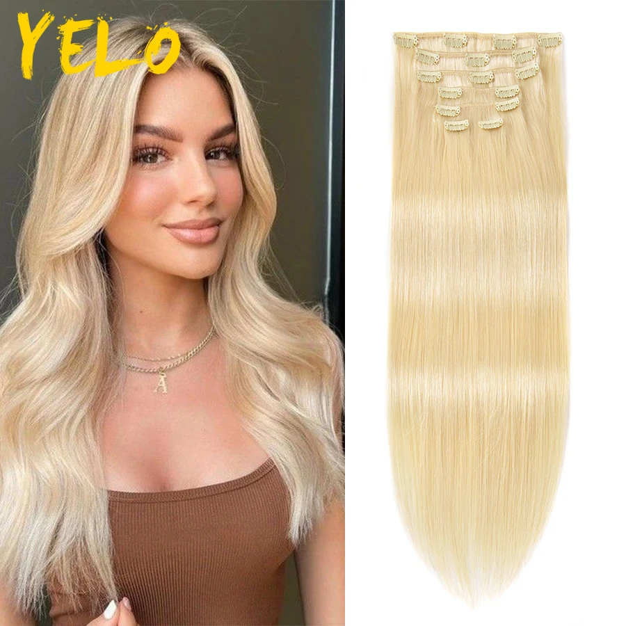 Top Trends: Yelo 14"-26" Clip In Human Hair Extensions Brazilian Real Unprocessed Remy Natural Clip In Hairpiece 12 Shades Clip On 80G-120G Shoppable Styles