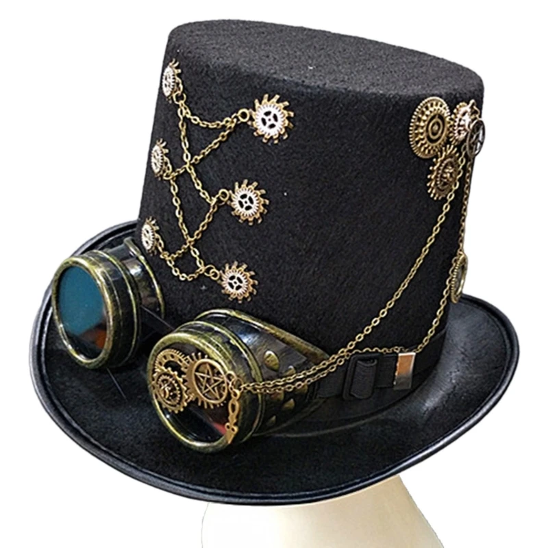 Top Trends: Victorian Punk Flat Top Hat Party Hat Dancing Cocktail Head Magician Hat Cosplay Cap Props Costume Shoppable Styles