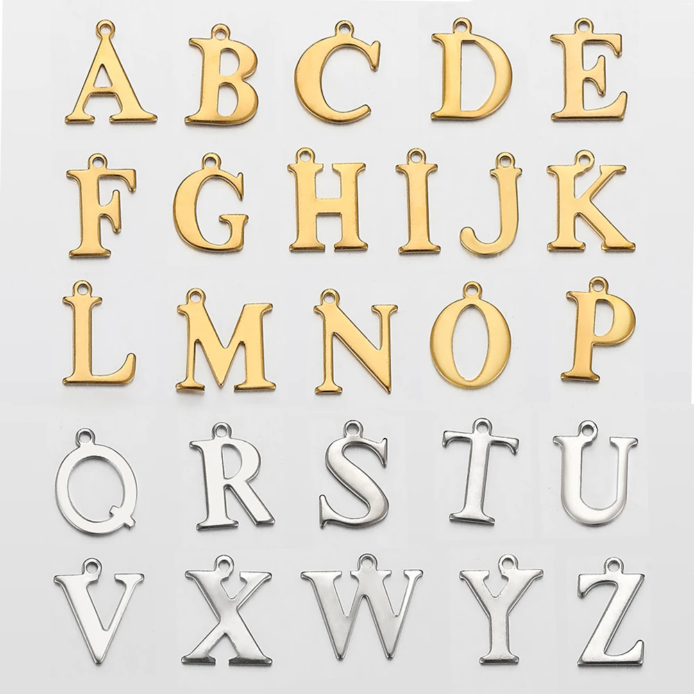 Top Trends: 20pcs Stainless Steel Gold Letter Charm Initial Charms Alphabet Beads Pendants Assorted For Bracelet Necklace Jewelry Making DIY Shoppable Styles