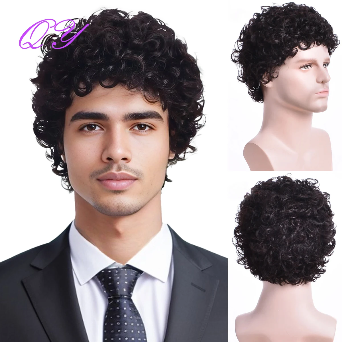 Top Trends: Men's Synthetic Wig Brown ( # 4) Short Curly Hair Men's Wig Fashion Style Adjustable Size Breathable Wig Men's 2023 Shoppable Styles