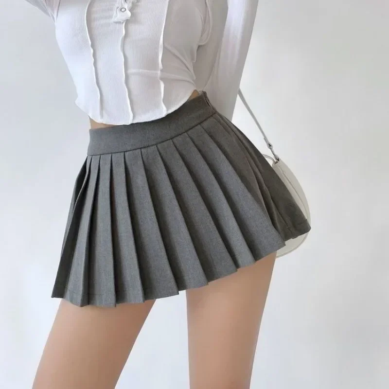 Top Trends: HOUZHOU Pleated Mini Skirt Women Sexy High Waist Asymmetrical Slim A-line Micro Skirt With Shorts Korean Streetwear Y2k Skort Shoppable Styles - Image 3