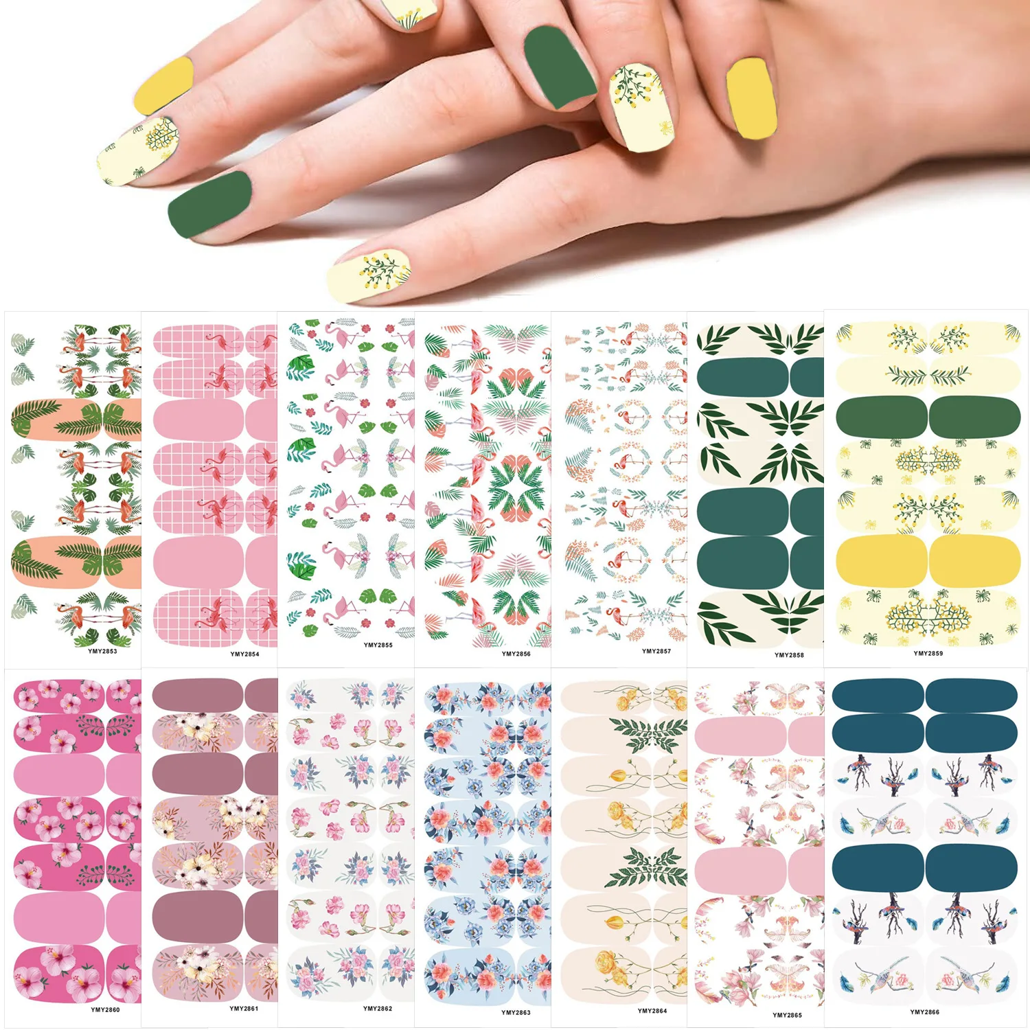 Top Trends: Baking Free 14 Tips Forest Series Nail Art Accessories Stickers Nail Stickers Cartoon Flamingo And Flowers Nail Stickers Shoppable Styles