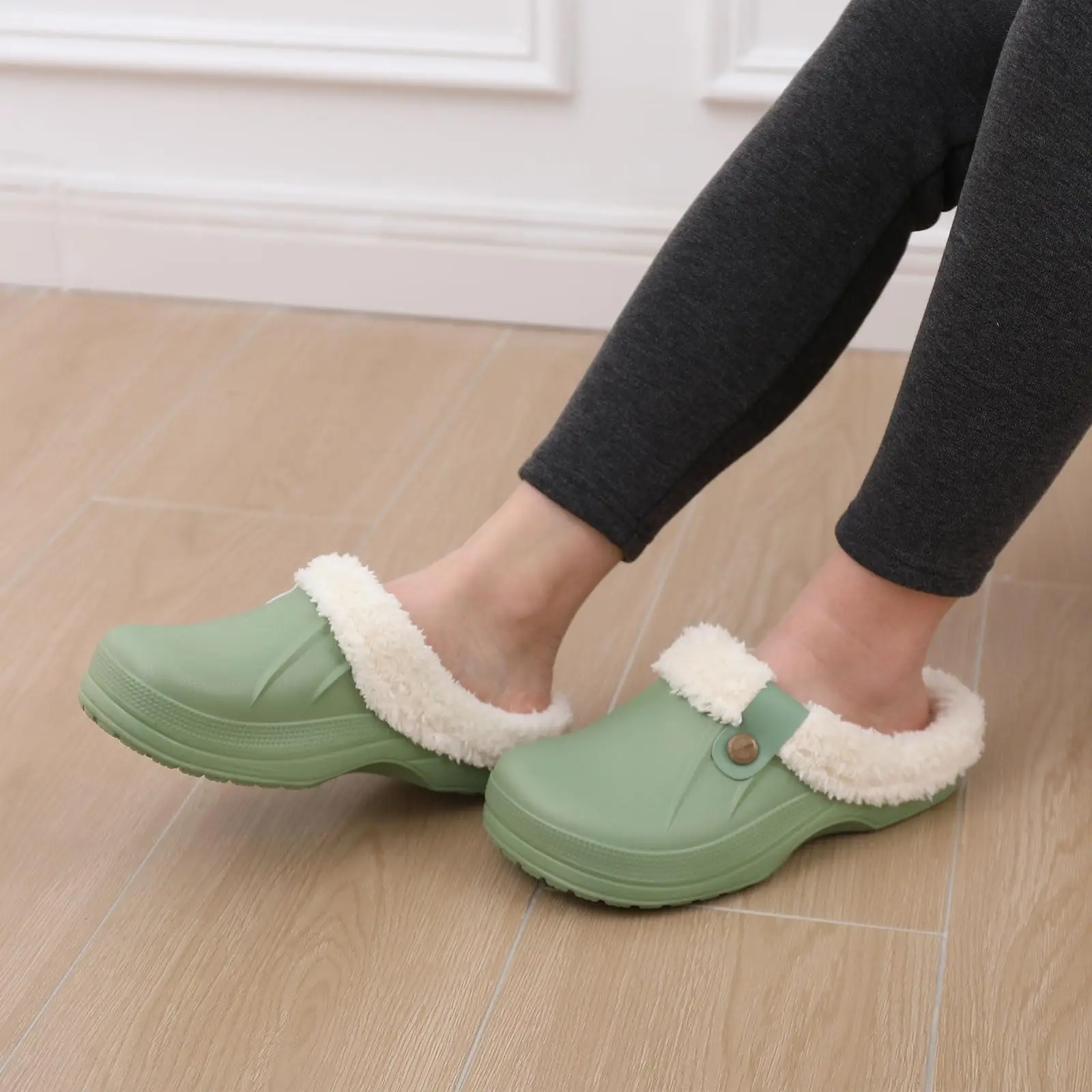 Top Trends: Kidmi Fur Lined Clogs Slippers For Women Classic Winter Waterproof House Slippers For Women With Padded Shoes EVA Garden Shoes Shoppable Styles - Image 6