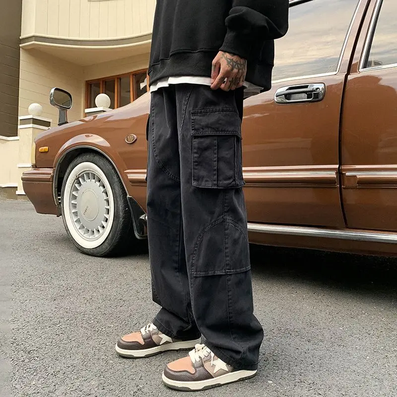 Top Trends: High Street Chaopai Casual Multiple Pockets Hip-hop Cargo Pants Man Fashion Autumn Youth Trend All-match Male Trousers 2023 Shoppable Styles