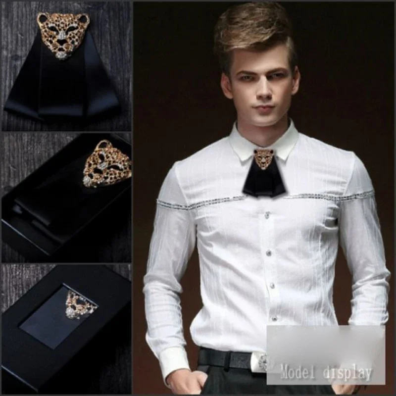 Top Trends: Bow Tie Korean Version Of British Groom Best Man Wedding Suit Accessories Leopard Head Rhinestone Bowtie Fashion Men&#039;s Jewelry Shoppable Styles