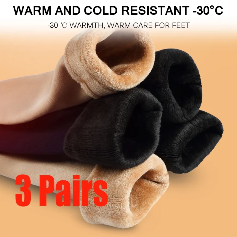 Top Trends: 3Pairs Thick Women's Winter Boots Thermal Wool Sock Kit Men's Lined Socks Warm Fleece Socks Set Woman Home Floor Thick Stocking Shoppable Styles