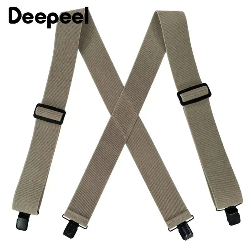 Top Trends: 1Pc Deepeel 5*120cm Adult Men 4 Clip Suspenders Large Strong Stretch X- Back Male Jockstrap Elastic Adjustable Wide Work Braces Shoppable Styles