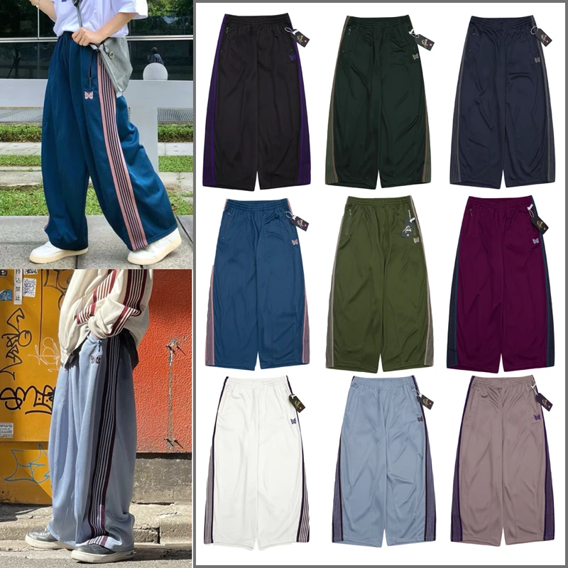 Top Trends: Wide Plate AWGE Needles Sweatpants Men Women 1:1 Top Quality Embroidered Butterfly Stripe Needles Pants Trousers Shoppable Styles