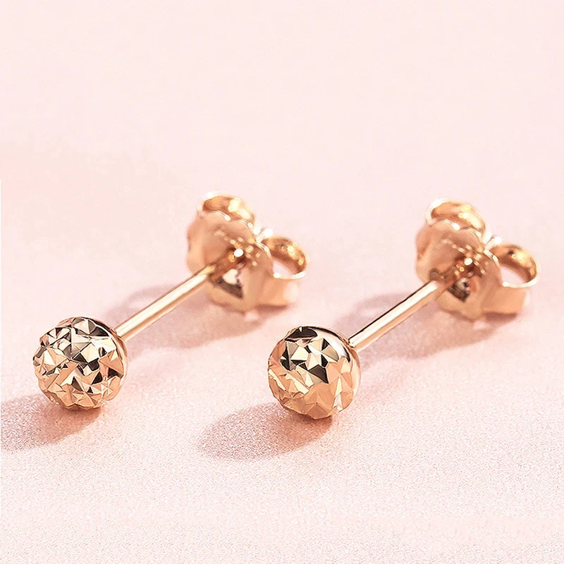 Top Trends: 585 Purple Gold Plated 14K Rose Gold Geometric Shiny Earrings For Women Glamour Simple Sweet Ear Studs Party Wedding Jewelry Shoppable Styles