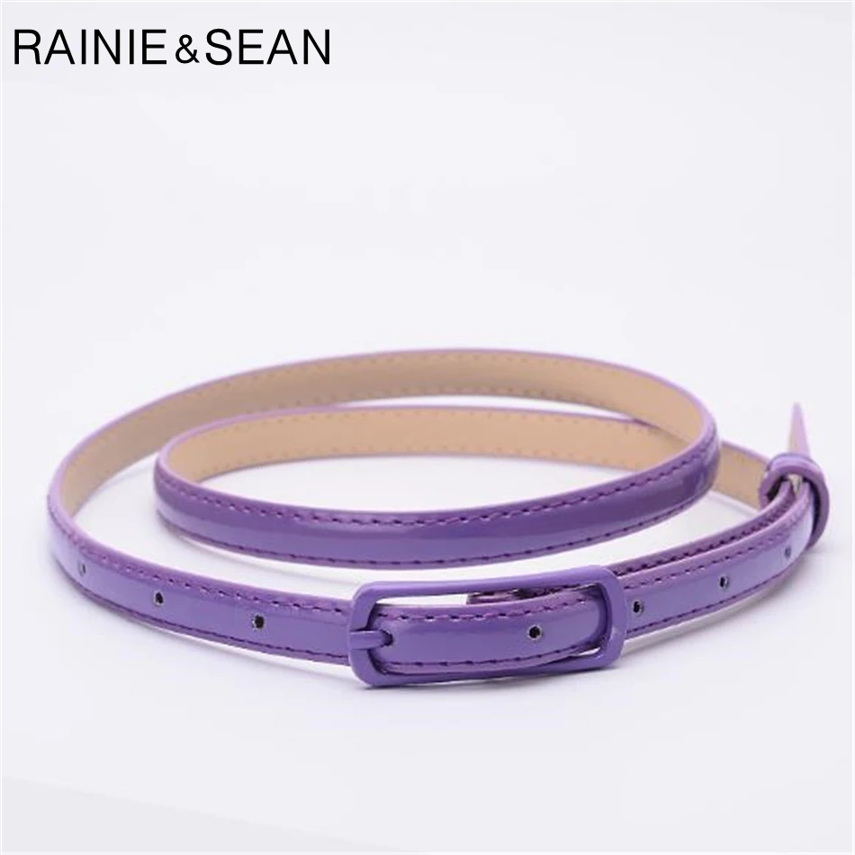 Top Trends: RAINIE SEAN Thin Leather Women Belt Pin Buckle Belt For Dresses Ladies Purple Ladies Fashion Belt Female Strap Shoppable Styles