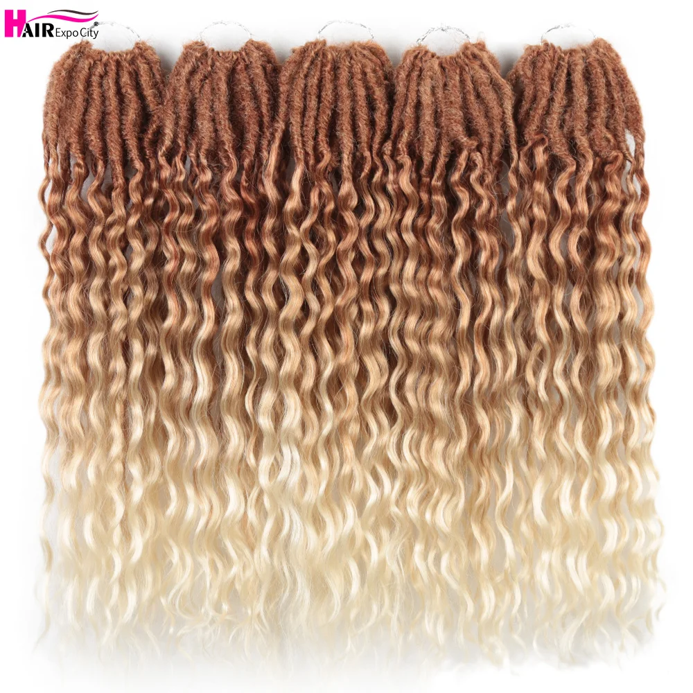 Top Trends: Synthetic Goddess Locs Crochet Braids Hair Extension 18Inch Pre-looped Bohemian Locs Deep Wave Curly Crochet Hair Expo City Shoppable Styles