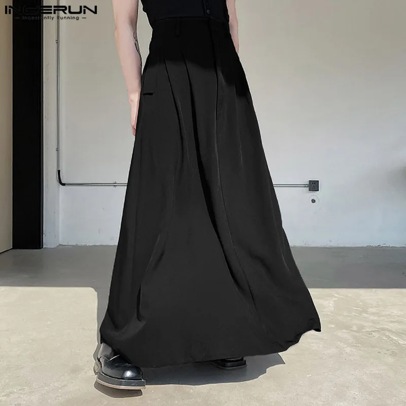 Top Trends: INCERUN 2023 Korean Style New Men&#039;s Simple Casual Solid Pantalons Party Nightclub Hot Sale All-match Wide Leg Skirts Pants S-5XL Shoppable Styles