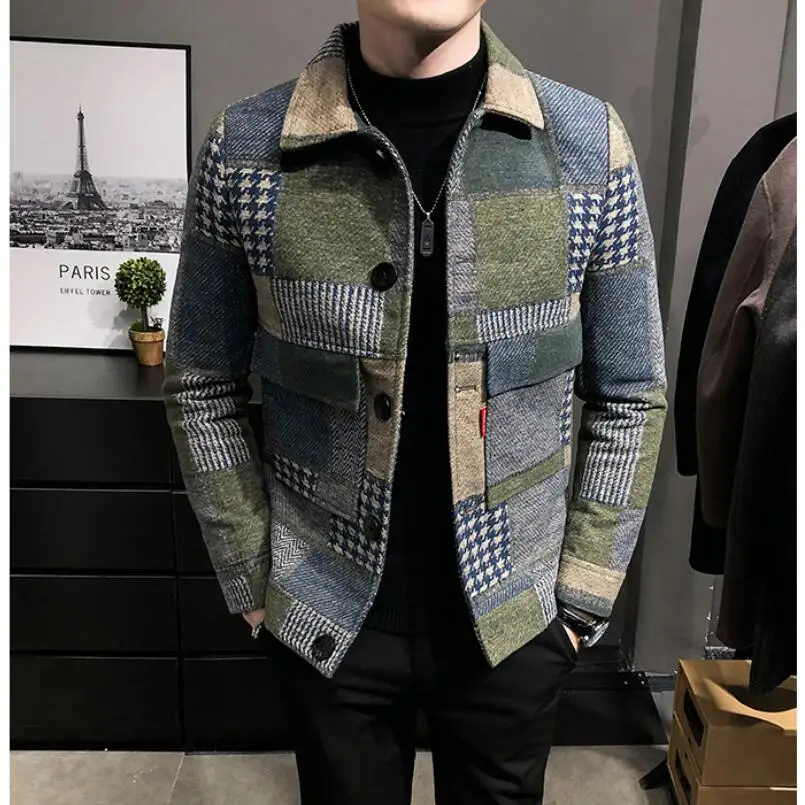 Top Trends: 2023 Men Winter Fleece Suit Jacket New High-quality Self-cultivation Warmth Fashion Casual Maj Clothing Plaid Men Blazer Coat Shoppable Styles