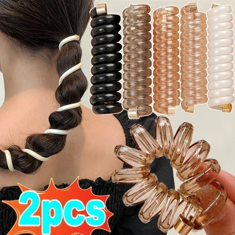 Top Trends: Fashion Ponytail Elastic Hair Bands Rubber Hair Ties Bundle Scrunchies Telephone Wire Hair Accessories Hairbands Women Headband Shoppable Styles