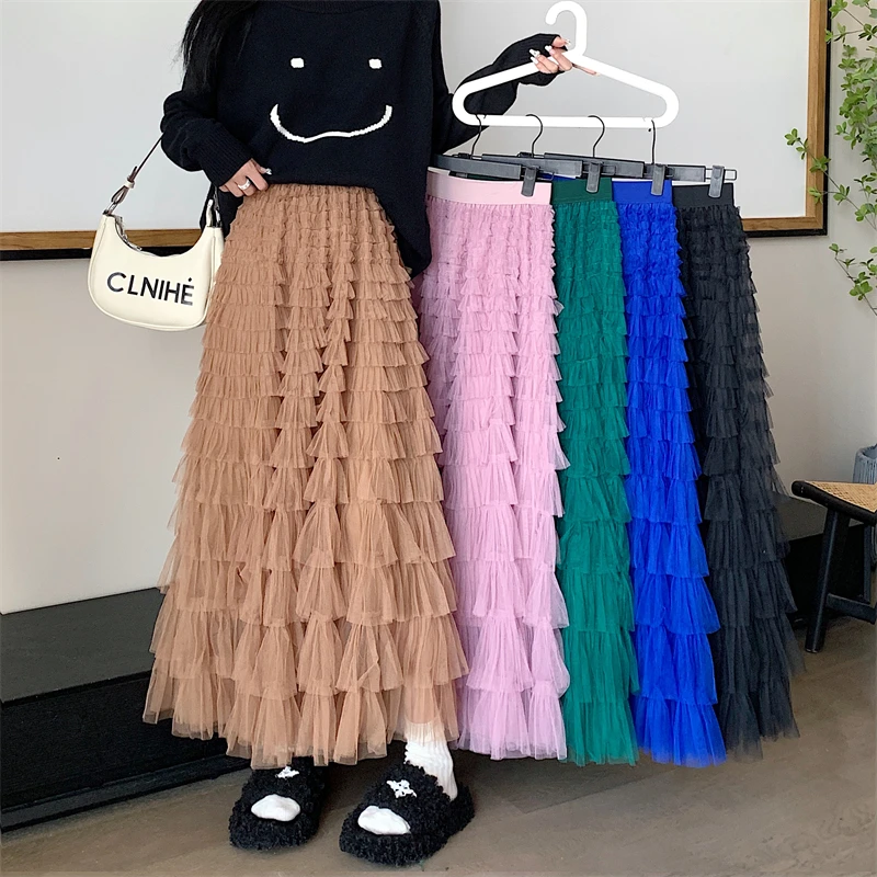 Top Trends: Women Chic Long A-Line Skirt In Black Pink Khaki Blue Students Y2K Korean Fashion Femme Summer 2023 On Trend Midi Skirts Length Shoppable Styles