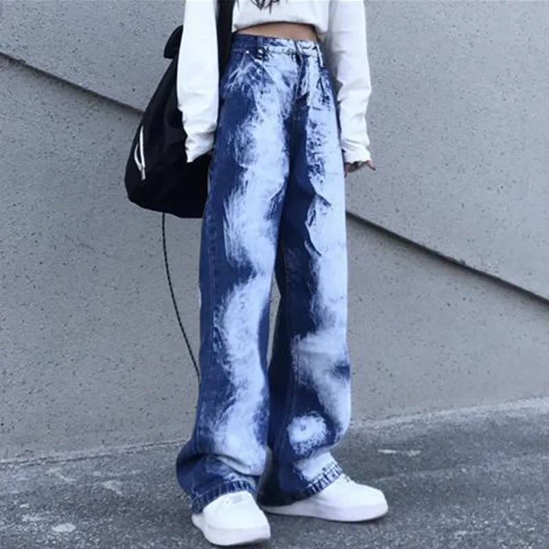 Top Trends: Streetwear Women's Y2K Jeans Spring Autumn New Woman Clothing Cootrast Color Denim Pants Vintage Loose Fashion Wide Leg Trousers Shoppable Styles