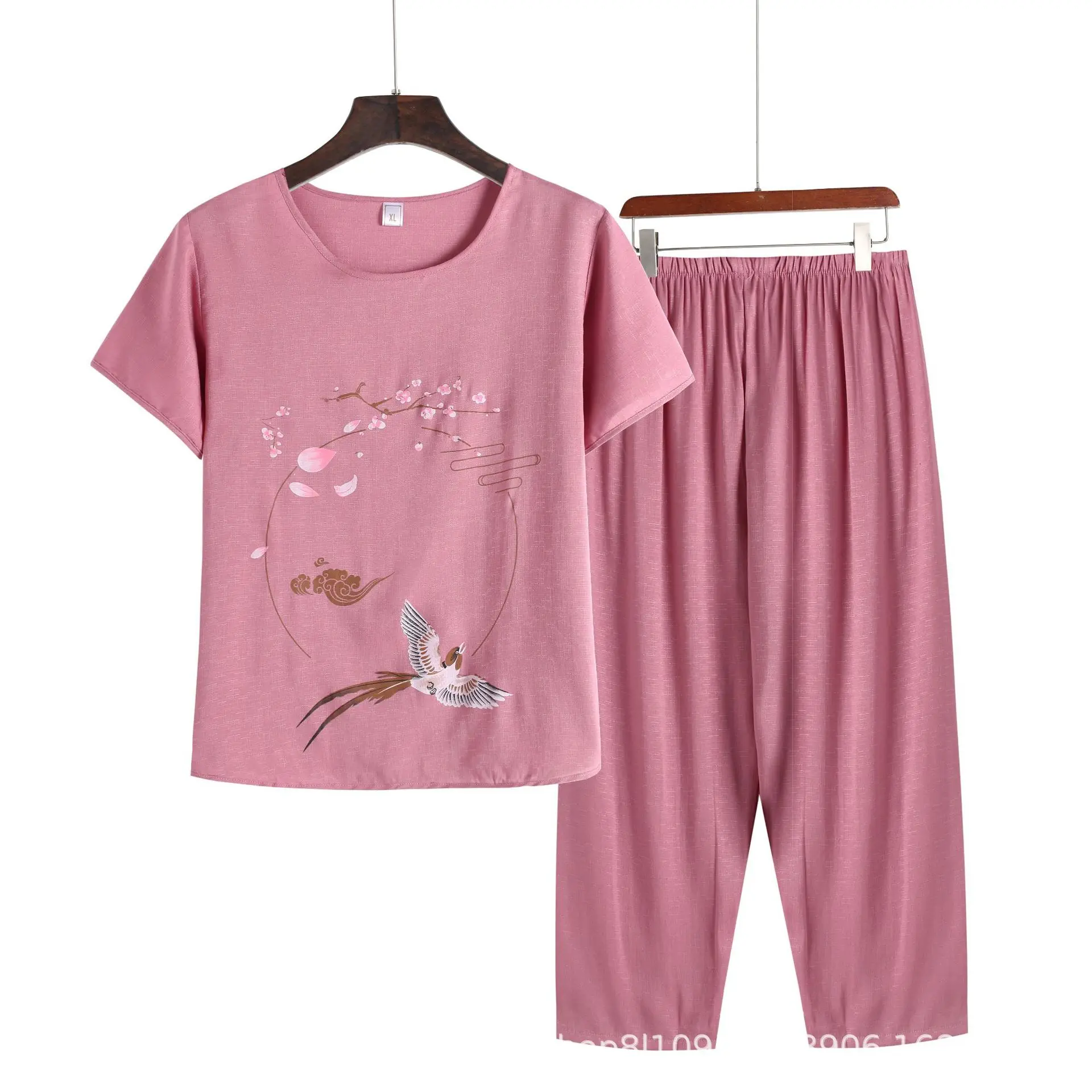 Top Trends: Summer Pajamas Sets Women Short Sleeve Shorts 2 Piece Set Middle-Aged Pyjamas Round Neck Home Clothes Sleepwear Mom Pajamas Shoppable Styles