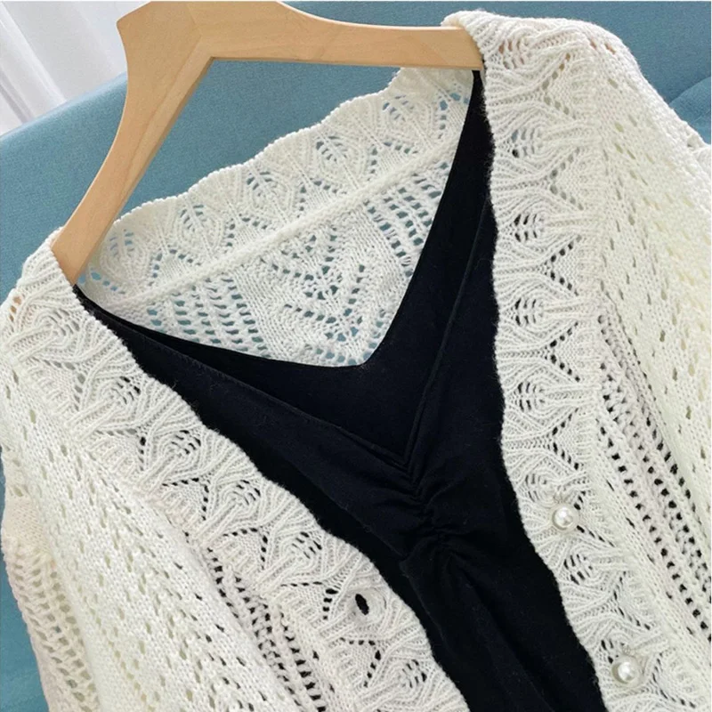 Top Trends: 2023 NEW Early Autumn Fashion Outerwear Thin Ice Silk Loose Casual Jacquard Hollow Soft Lazy Women's Knitted Sweater Coat Shoppable Styles