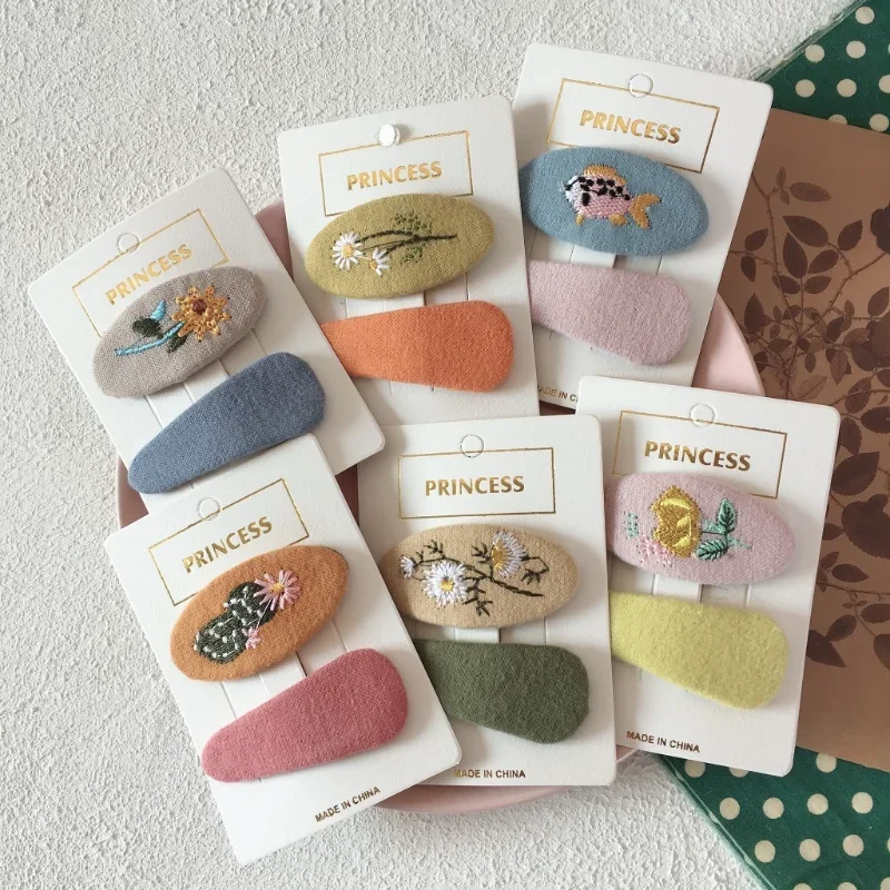 Top Trends: Korea Simple Cute Children Hair Pins Matte Cartoon Fruit Plant Fabric Embroidery BB Hair Clips For Girl Fashion Hair Accessories Shoppable Styles