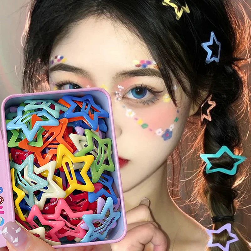 Top Trends: 10 / 50Pcs Colorful Star BB Hair Clips Y2K Women Grils Cute Metal Star Hairpin Side Barrettes Hair Grip Headwear Hair Accessories Shoppable Styles - Image 3