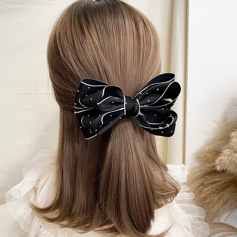 Top Trends: Handmade Bow Hairpin For Girl Houndstooth Plaid Hairpin Rhinestone Temperament Ponytail Clip Spring Clip Back Head Top Clip Shoppable Styles - Image 4