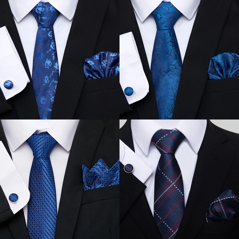 Top Trends: 2022 New Style Mix Colors Silk Wedding Gift Tie Pocket Squares Set Necktie Men Suit Accessories Blue Plaid Fit Holiday Shoppable Styles