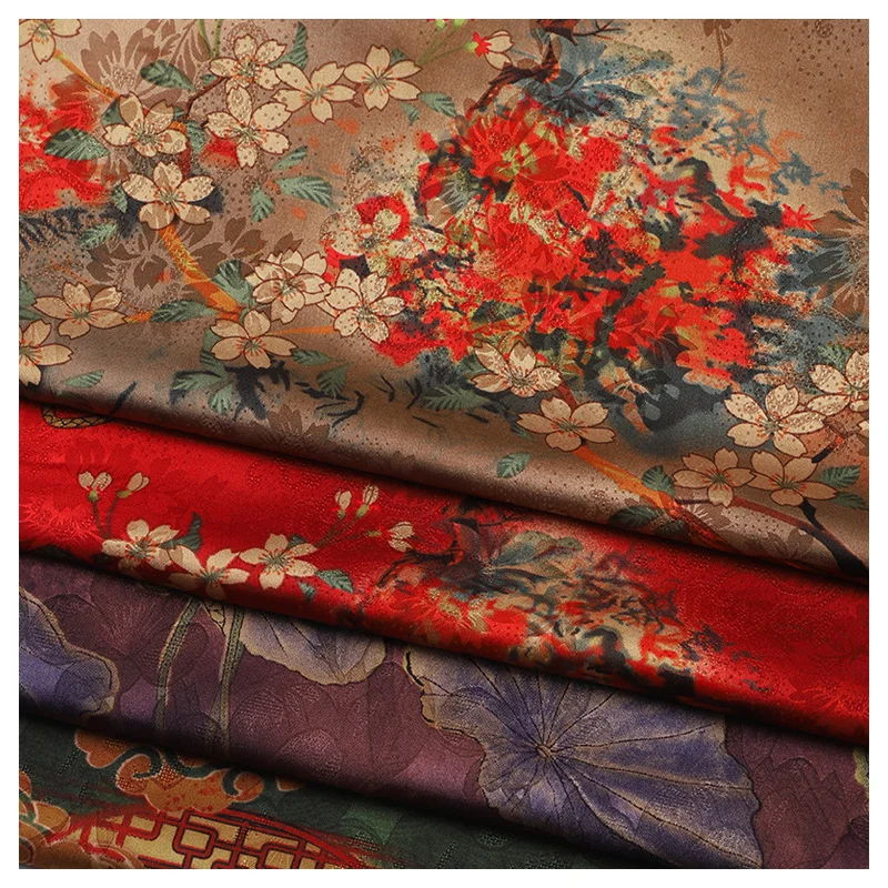 Top Trends: New High-end Printing Silk Like Cloud Yarn Fabric Soft Cheongsam Chinoiserie Dress Tang Clothing Fabric Gambiered Silk Fabric Shoppable Styles