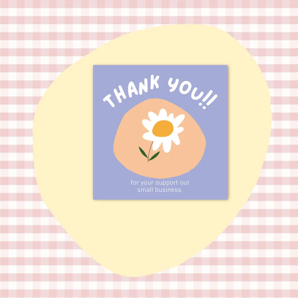 Top Trends: 10 / 50pcs Kawaii Thank You Cards 6x6cm Cartoon Flower Graffiti Card For Small Shop Gift Decoration Card Small Business Purchase Shoppable Styles - Image 5