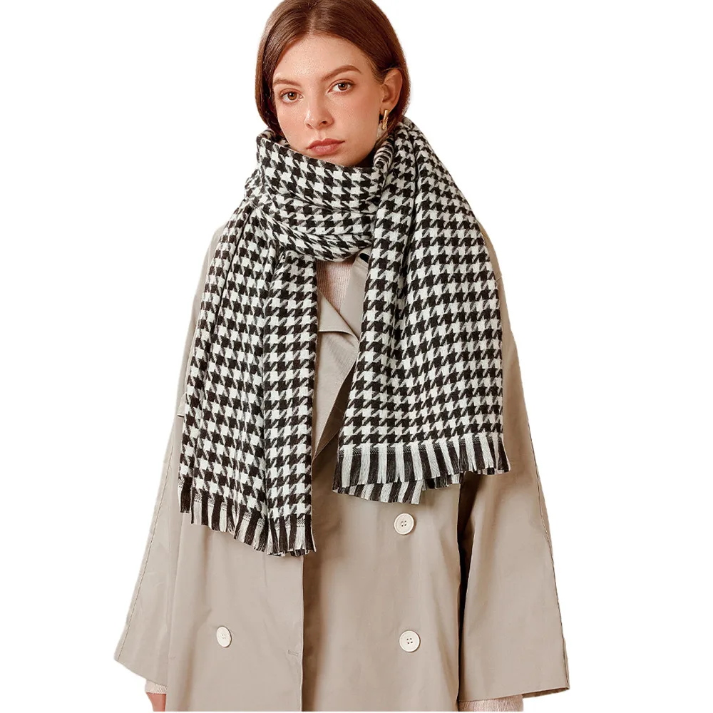 Top Trends: Women Autumn Winter Scarf Lady Cashmere Feeling Muffler Spring Fall Large Blanket Swallow Gird Shawl Soft Warm Houndstooth Wrap Shoppable Styles