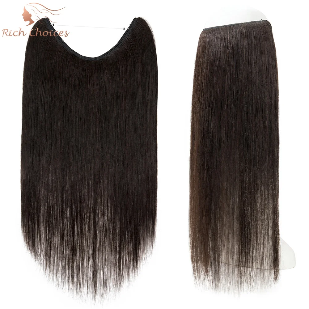 Top Trends: Rich Choices Wire Hair Extensions Human Hair Straight Fish Line Invisible Hairpiece Natural Hair Weft Hair Extensions For Women Shoppable Styles