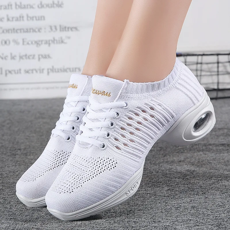 Top Trends: Women Shoes Sneakers Breathable Latin Dance Shoes Mesh Fitness Square Dancing Shoes Soft Heightened Jazz Dance Shoes For Women Shoppable Styles