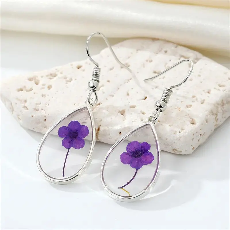 Top Trends: Transparent Epoxy Resin Flower Earrings Women Unique Natural Floral Earrings Cute Pressed Flower Jewelry Wholesale Accessories Shoppable Styles - Image 6