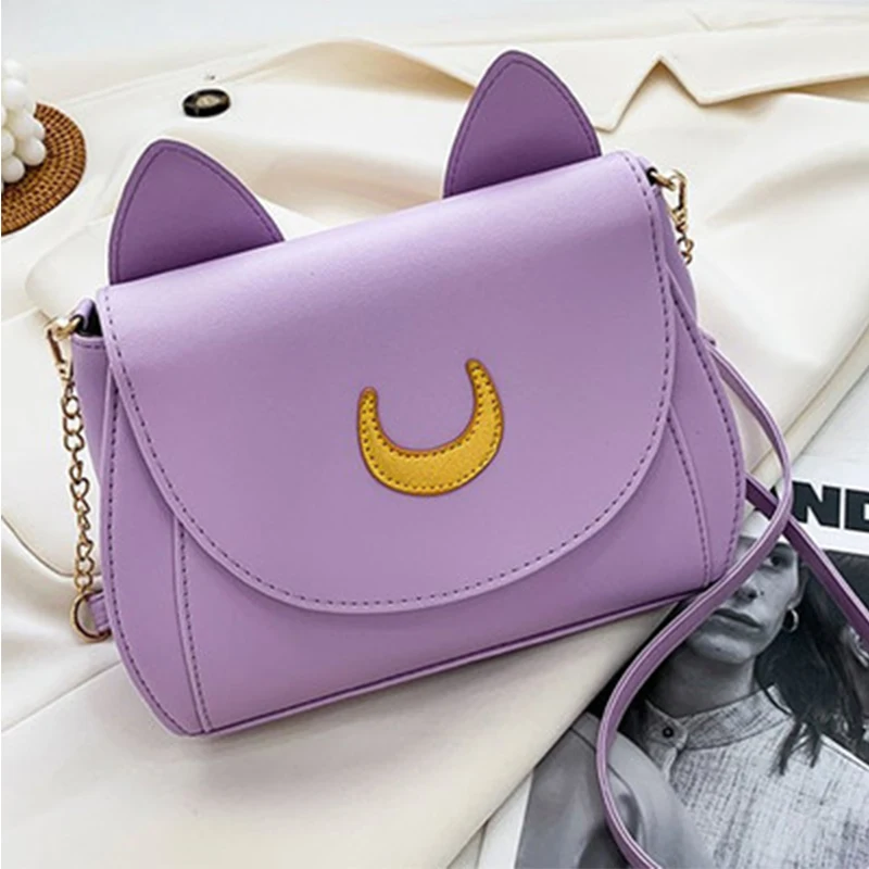 Top Trends: Summer Sailor Moon Ladies Handbag Black Luna Cat Shape Chain Shoulder Bag PU Leather Women Messenger Crossbody Small Bag Shoppable Styles