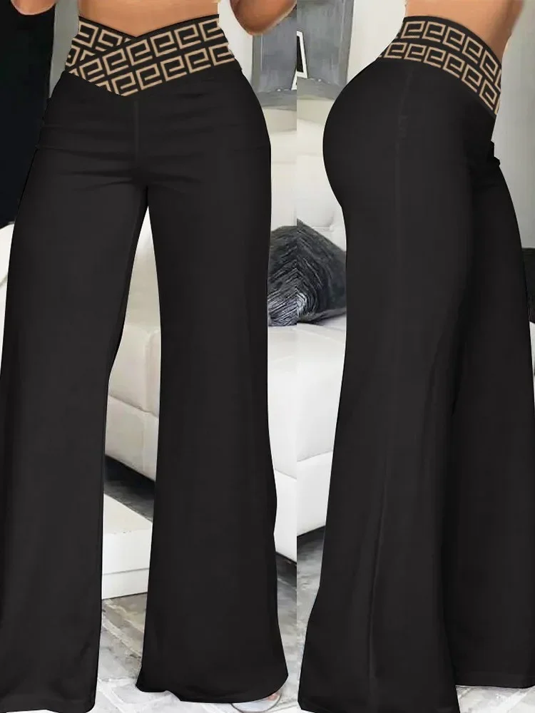 Top Trends: 2023 Autumn Women Pants Solid High Waist Criss Cross Flared Pants Shoppable Styles